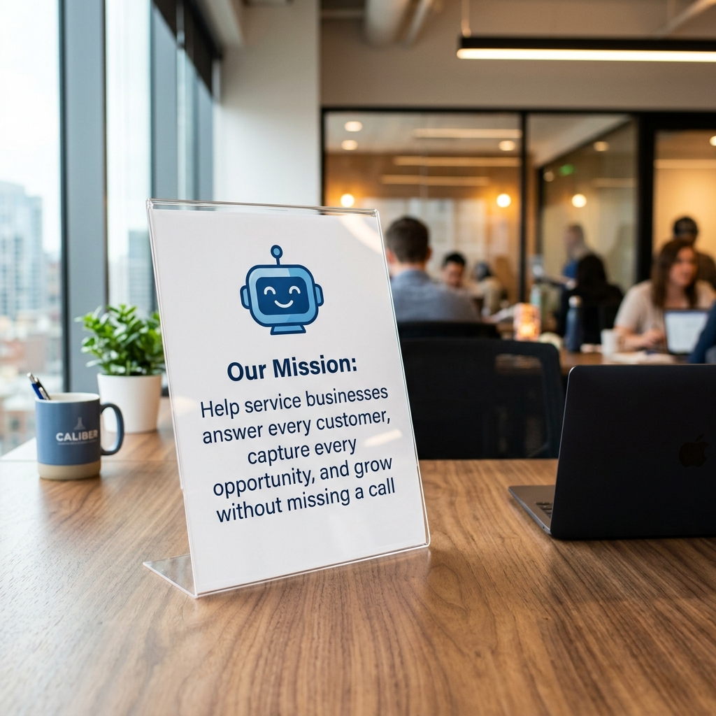 Biz Into AI Mission Desk Sign