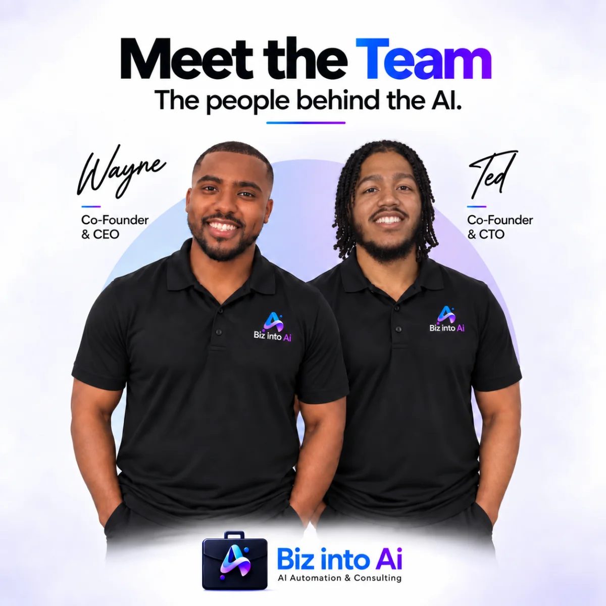 Wayne, Co-Founder and CEO, and Ted, Co-Founder and CTO—the people behind Biz Into AI.